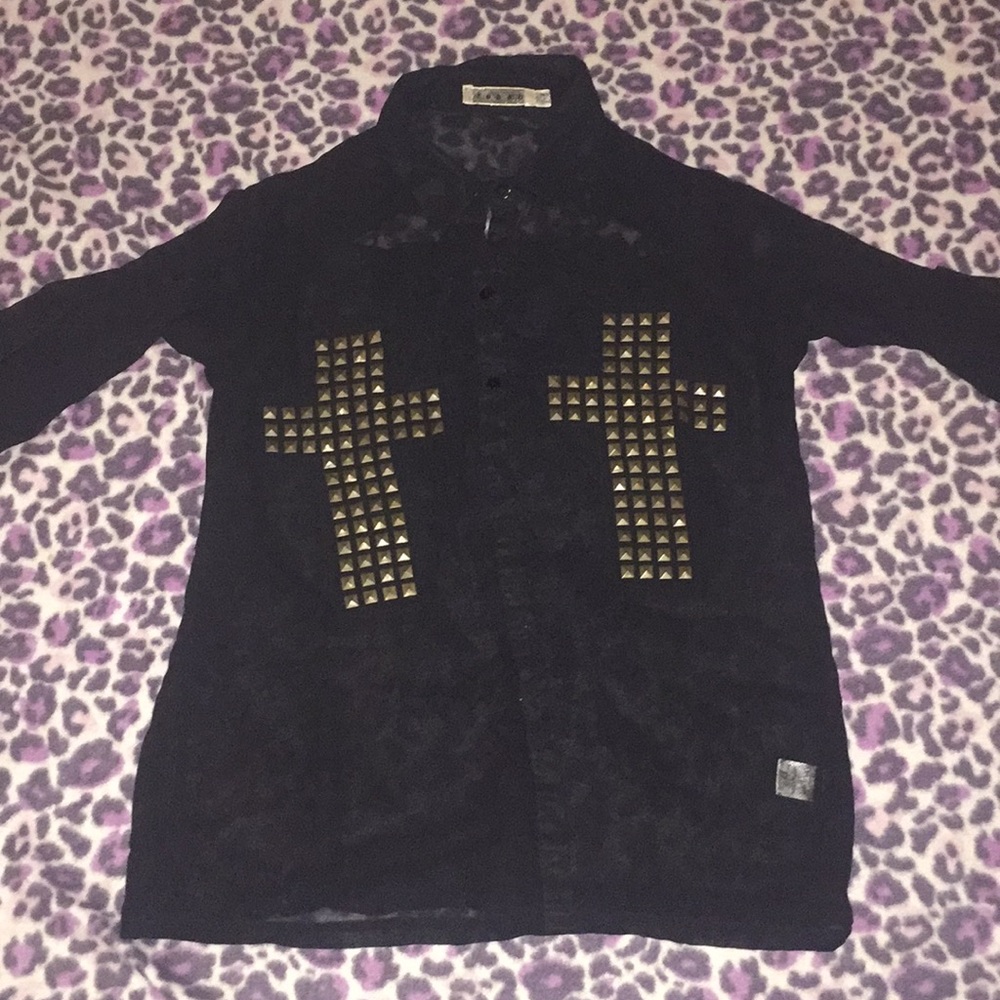 Open back Mesh button up